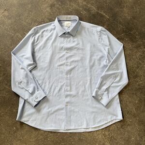 C-LAB NYC Performance Shirt Mens 18.5 2XL White Houndstooth Slim Button Up